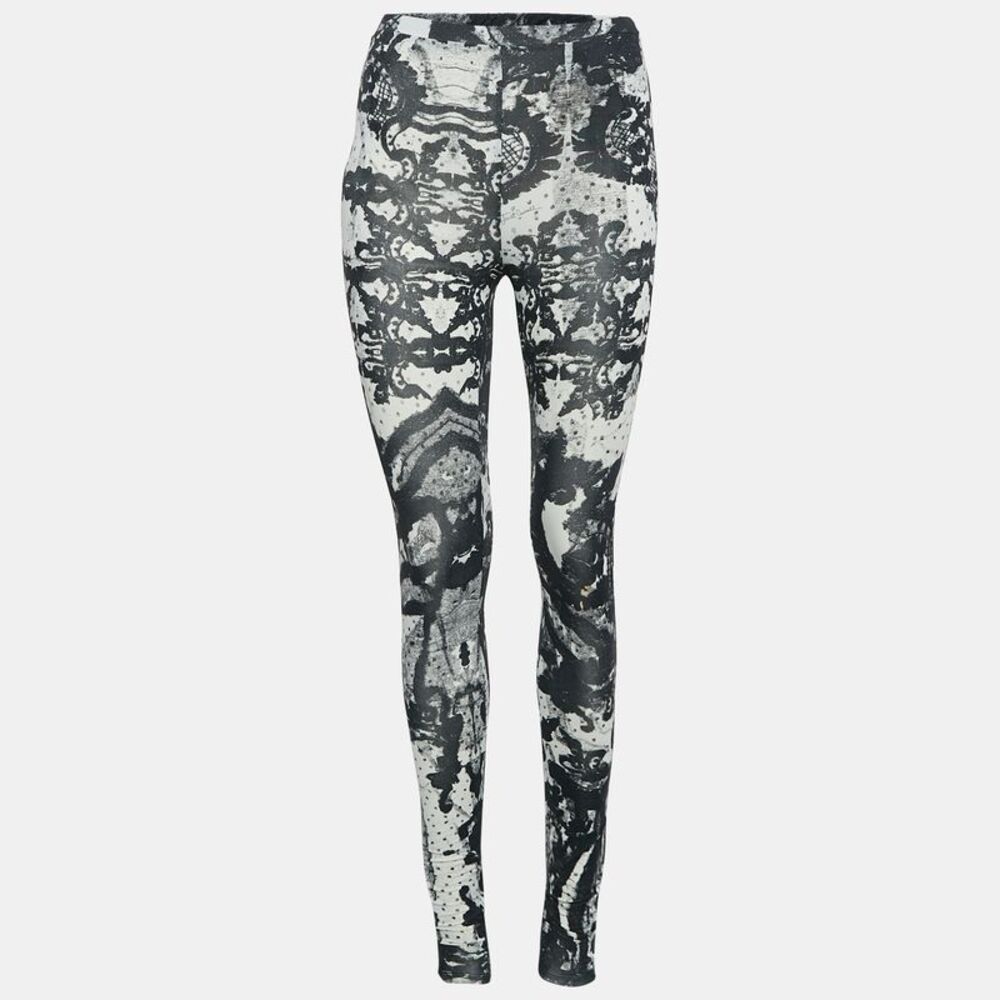 Just Cavalli Black/White Printed Jersey Leggings S